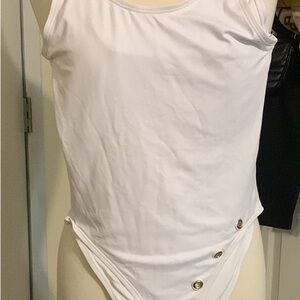 White Tank swimsuit with grommet accents